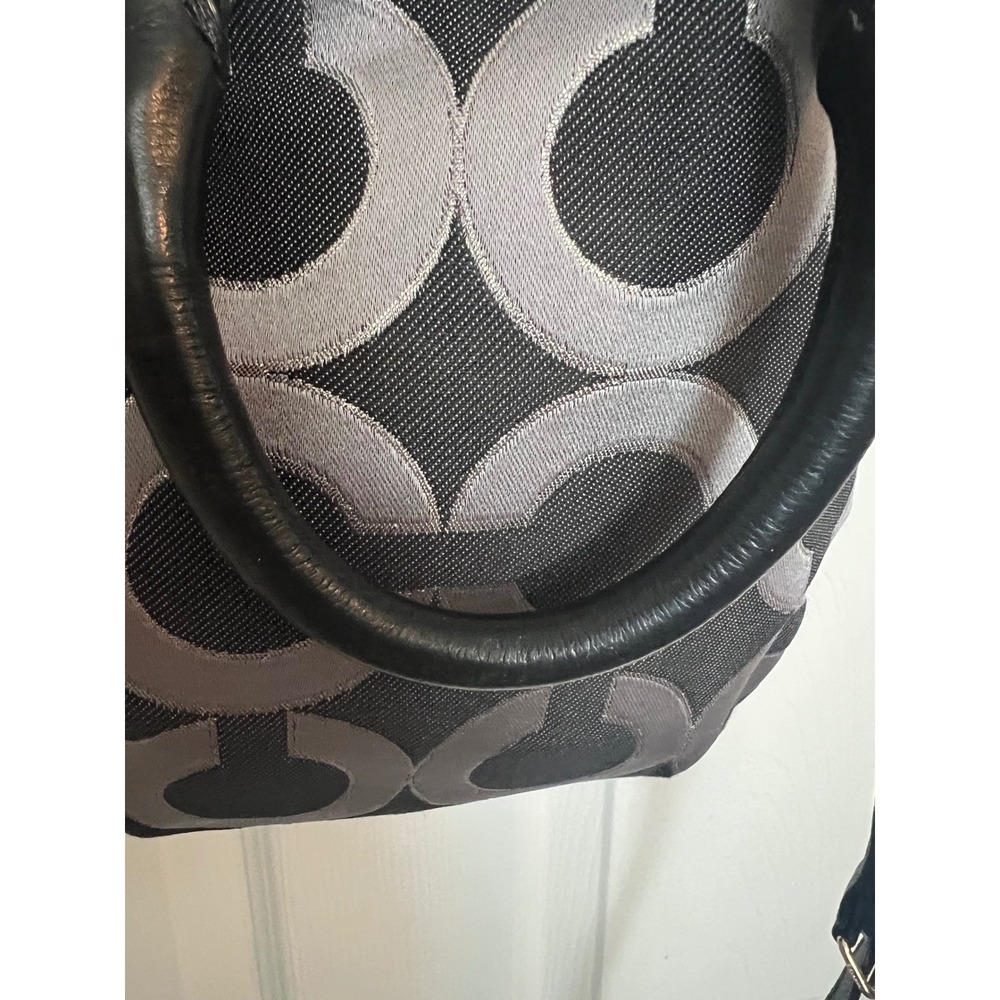 Coach Madison Optic Art Maggie Black Silver Jacquard Satchel Bag 18604 - Picture 6 of 16